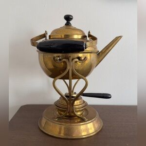 * SOLD * Antique Brass Tea Kettle with stand and spirit burner